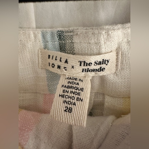 Billabong The Salty Blonde Striped Linen Pants Size 28 - Picture 4 of 5